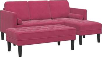 Corner Sofa Set, Small, Wine Red