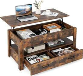 COSTWAY Coffee Table Height Adjustable, Sofa