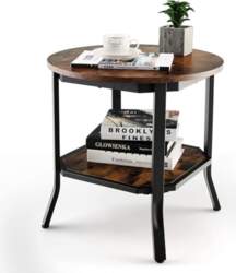 COSTWAY Round Industrial Side Table, Sofa