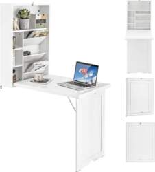 COSTWAY Wall Folding Table with Storage
