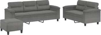 Dark Grey Microfibre Sofa Set with