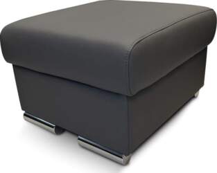 Dark Grey Real Leather Stool Folding