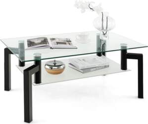 GIANTEX Rectangular Coffee Table with Tempered