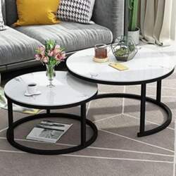 Marble Effect Stackable Coffee Table Set