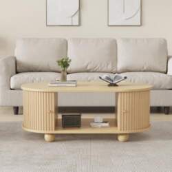 Merax Oval Coffee Table with Storage
