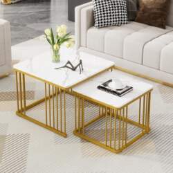 Merax Square Coffee Table, Set of