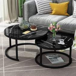 Metal Frame Round Stackable Stylish Marble