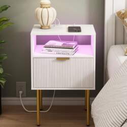 Modern Bedside Table with Charging Station