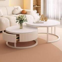 Modern White Coffee Table Set with