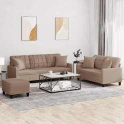 Moderne Sofagarnitur aus Kunstleder als 3-TLG