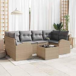 Modulares Gartensofa-Set Beige Poly-Rattan mit Zwei