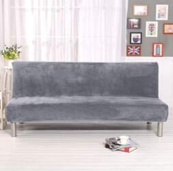 Plain Armless Sofa Bed Cover Polyester
