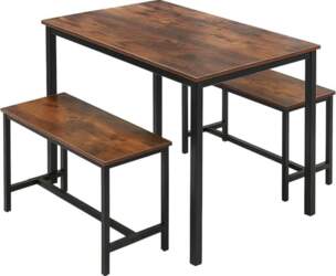 Relaxdays Dining Table Set, 2 Benches