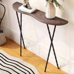 Retro Console Table with Solid Wood