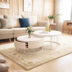 Round Coffee Table Marble Set of