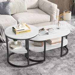 Round Coffee Table, Set of 2