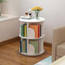 Round Rotating Bookcase, 2 Levels, 360°