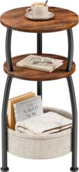 Round Side Table with Storage Basket