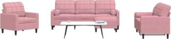 Samtsofa Set Rosa 2+3 Sitze +