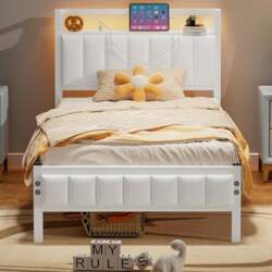 Single Bed Frame with Headboard and