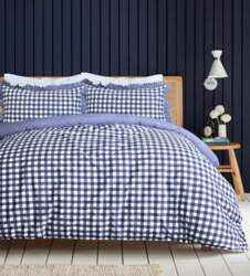 Sleepdown Gingham Check Blue Plain Back