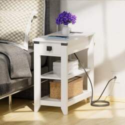 Slim Side Table with Charging Station