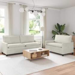 Sofa Set 2 pcs Creme Samt