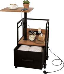 Solid Wood Bedside Table with Socket