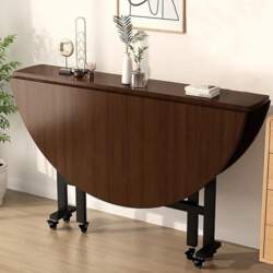 Space Saving Round Folding Walnut Dining
