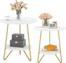 Tribesigns Artificial Marble Side Table, 2