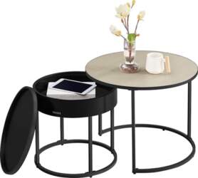 VASAGLE Round Coffee Table, Set of
