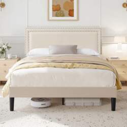 VECELO Double Upholstered Bed 4ft x