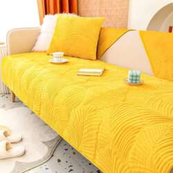 Velvet Sofa Covers, Plush Non-Slip Leaf