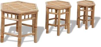 VidaXL 3 pcs Hexagonal Bamboo Stool