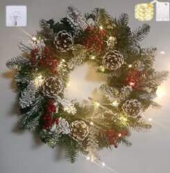 Weihnachtskränze mit 30 LED-Lichtern, Weihnachtskranz für
