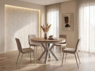 WFL GROUP Round Loft Style Extendable