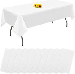 10 Packs Disposable Tablecloths White Rectangular
