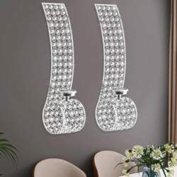 2 Pack Silver Crystal Candlesticks for