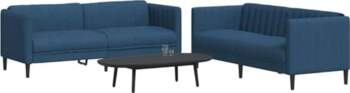 2 teiliges Sofagarnitur Set Blau Stoff
