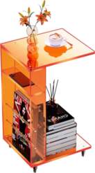 Acrylic Side Table with Wheels Transparent