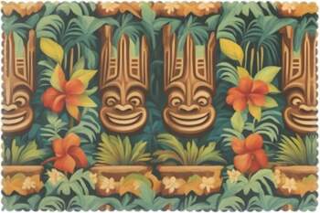 Aloha Tiki Pattern Placemats, Set of