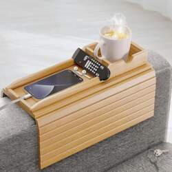 Bamboo Sofa Armrest Tray with Removable