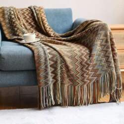 Boho Bed Checked Blanket Geometry Aztec