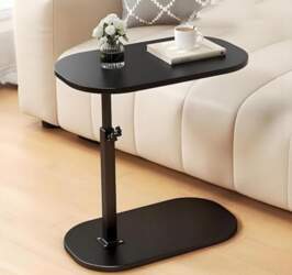 C-Shaped Side Table, Height-Adjustable Folding Table