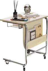 C-Shaped Side Table with Wheels, C