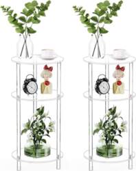 Clear Round Acrylic Side Table, Set