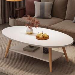 Coffee Table White 100cm Oval Side