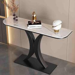Console Sofa Table with Geometric Metal