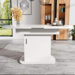 Extendable Oval Dining Table with Storage