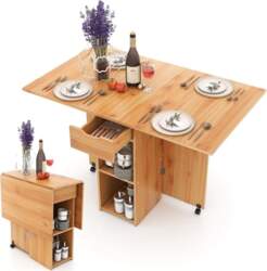 FANTASK Mobile Dining Table, Folding Kitchen